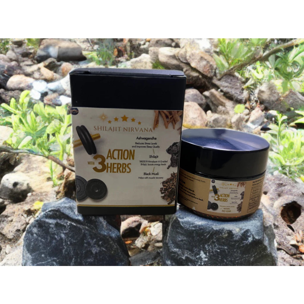 Pure Himalayan Shilajit Resin with Ashwagandha & Black Musli - 30g with Free Spoon